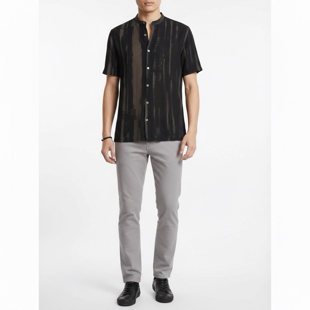 NWT John Varvatos Mens Black and Green Shirt Size Medium